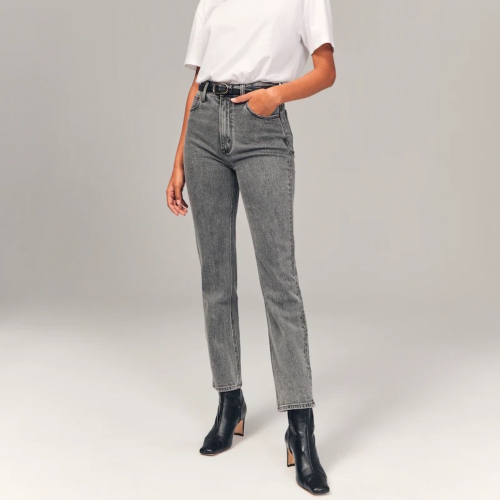 A&F ankle straight ultra high rise jean